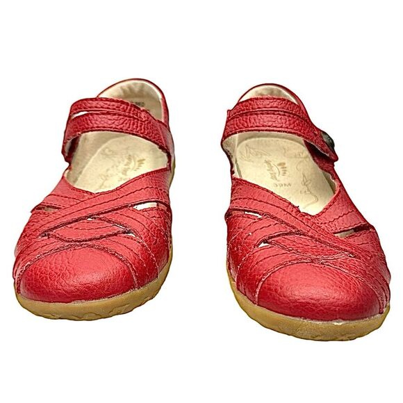 Spring Step Hearts Loafers Shoes Womens Size 8.5 US 39 EU Red Leather Casual - Picture 3 of 9